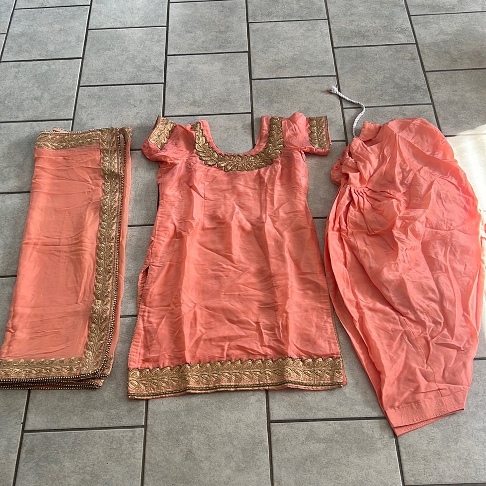 Punjabi Pakistani Indian suit salwar golden work very beautiful